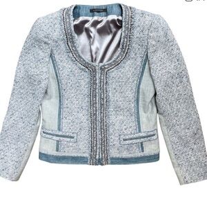Elie Tahari Blue and Silver Tweed Blazer